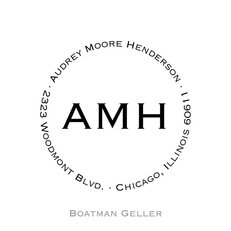 Custom Self Inking Three Initials Monogram Stamper from Boatman Geller