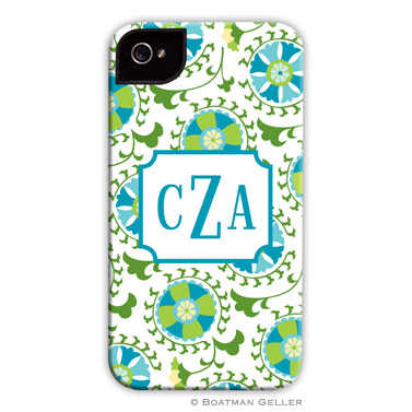Suzani Teal Personalized Boatman Geller Hard Cell Phone and Tech Cases