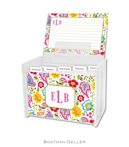 Bright Floral Personalized Lucite Recipe Boxes from Boatman Geller